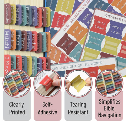 Mr. Pen- Bible Tabs, 75 Tabs, Elegant Rainbow, Laminated Bible Tabs for Women and Men, Bible Tabs for Study Bible