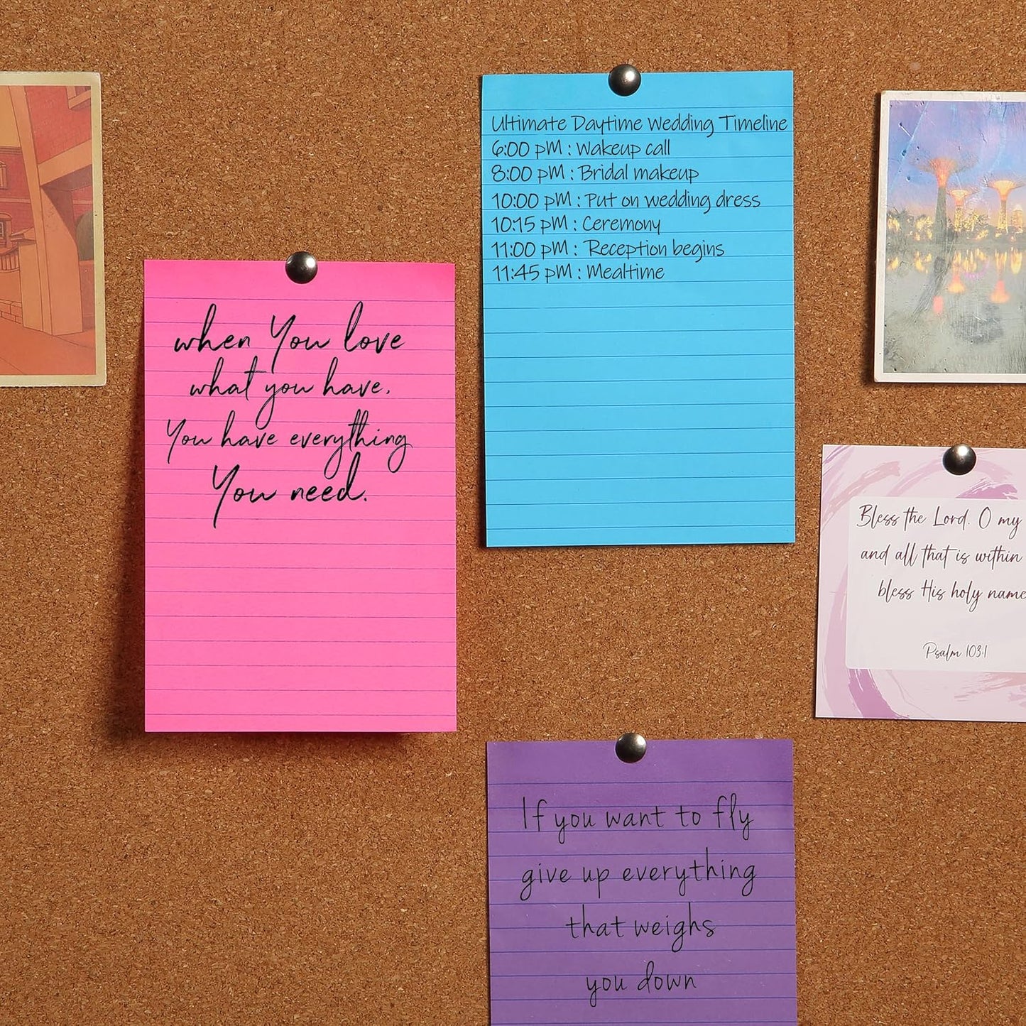 Lined Sticky Notes 4x6, 6 Pads, 360 Sheets, Assorted Colors