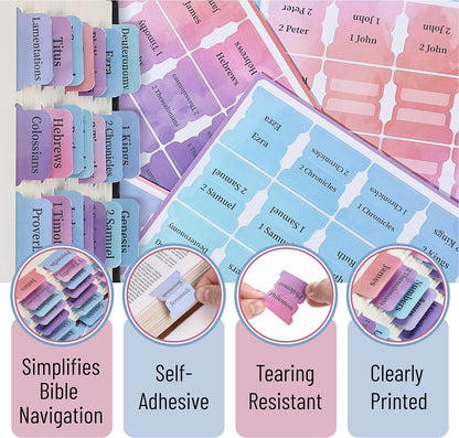 Bible Tabs, 75 Tabs, Colorful, Laminated Bible Tabs for Women and Men, Bible Tabs for Study Bible, Bible Index Tabs, Bible Book Tabs, Bible Labels Tabs, Bible Tabs