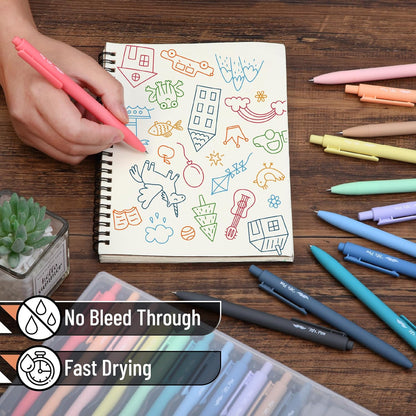 Mr. Pen- Retractable Gel Pens with Case, 12 Pack, Colorful Ink, 12 Refills, Gel Pens Fine Point 0.7mm