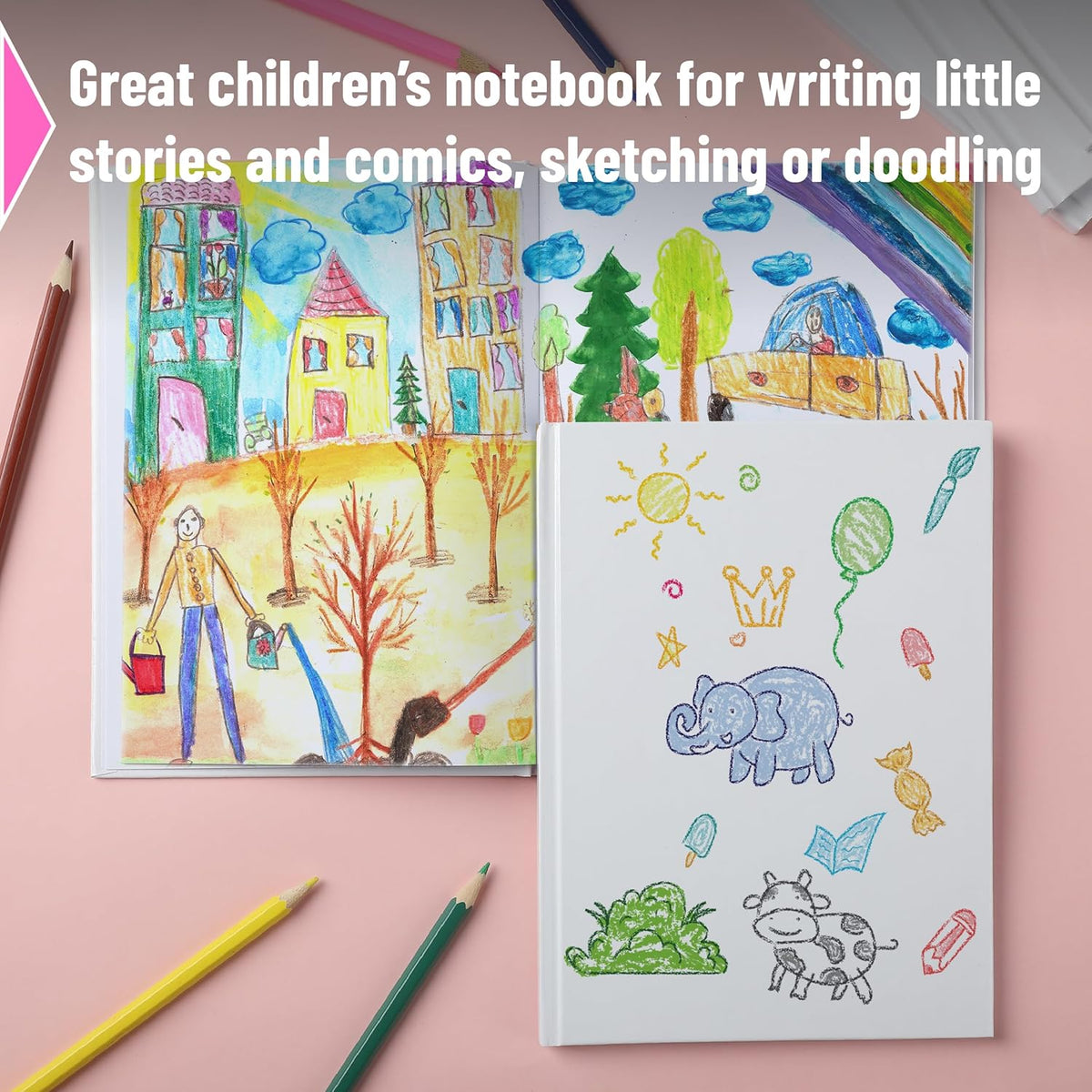 Mr. Pen- Blank Hardcover Books, 6" x 8", 40 Pages, 6 Pack, White, Blank Notebooks for Kids