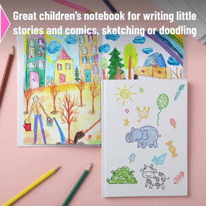 Mr. Pen- Blank Hardcover Books, 6" x 8", 40 Pages, 6 Pack, White, Blank Notebooks for Kids