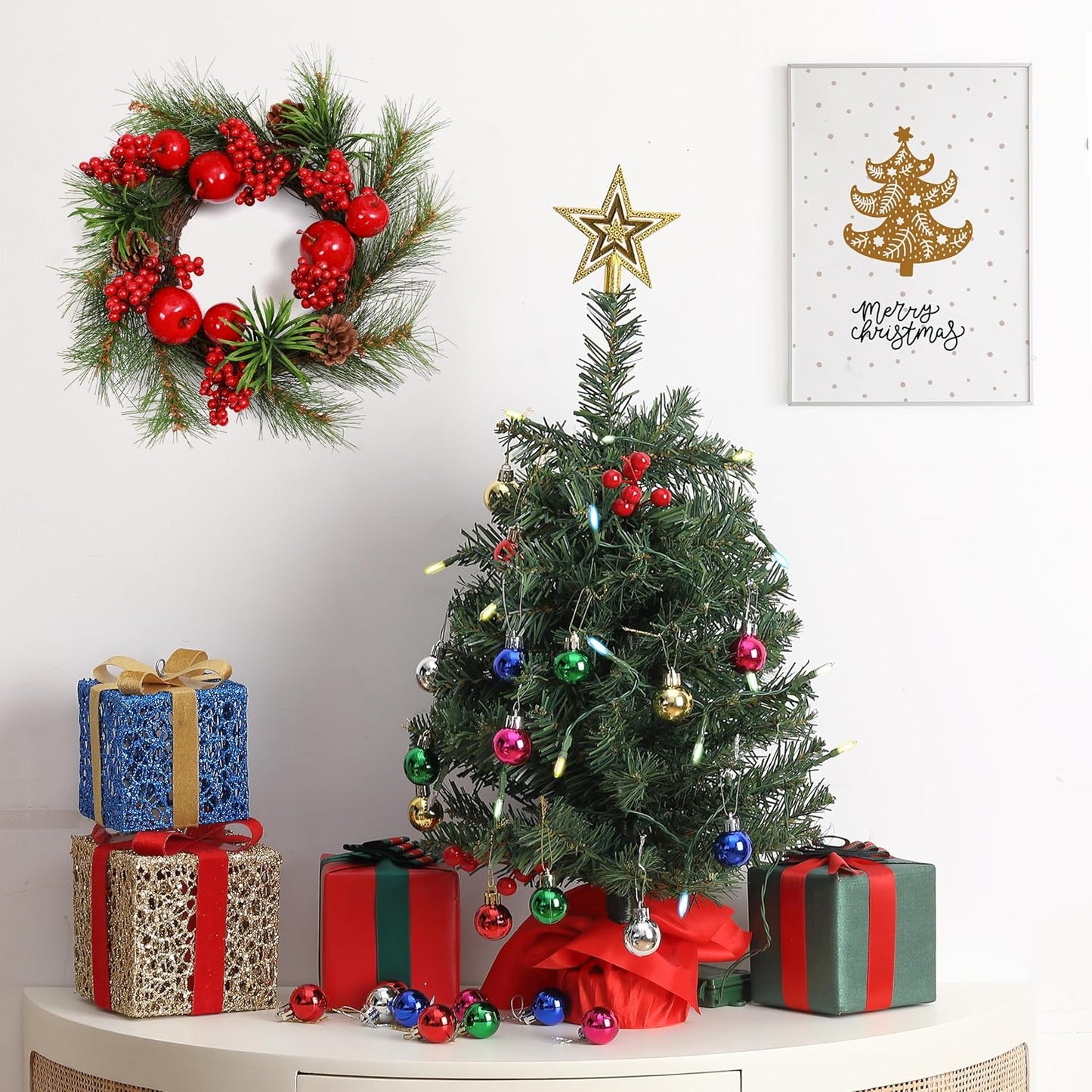 Mr. Pen- Mini Christmas Tree with 35 LED Lights, 22", Table Top Christmas Tree Small Christmas Tree with Lights