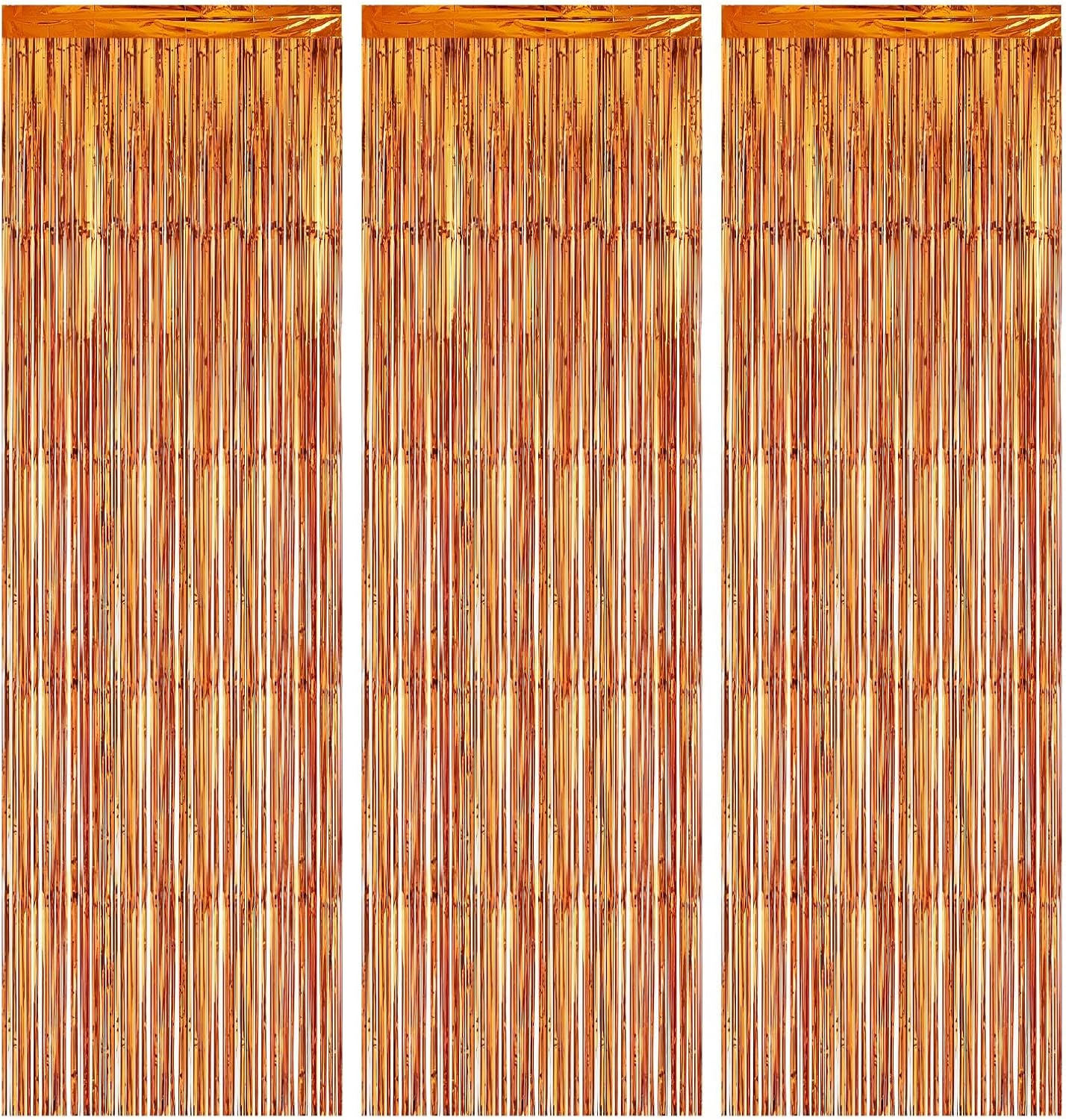 Mr. Pen- Metallic Foil Curtains, Orange Backdrop, 3.3 x 8.3ft, Halloween Streamers, Foil Fringe Curtains Party Decorations