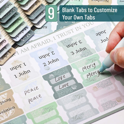 Mr. Pen- Bible Tabs, 75 Tabs, Coastal Meadow, Laminated Bible Tabs for Women and Men