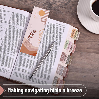 Bible Tabs with 2 Bookmark, 75 Tabs, Boho Theme, Laminated Bible Tabs for Women and Men, Bible Tabs for Study Bible, Bible Index Tabs, Bible Book Tabs, Bible Labels Tabs, Mr Pen Bible Tabs