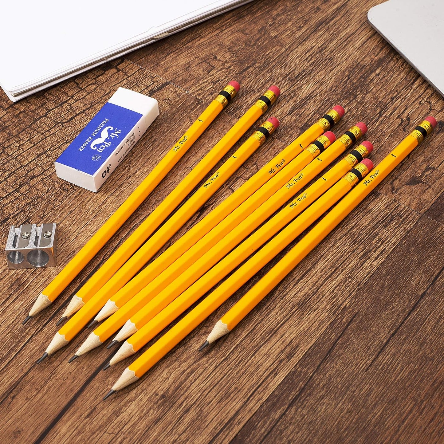 Pencils with Sharpener and Eraser, 12 Pencil, 1 Metal Pencil Sharpener, 1 Eraser, Pencils and Sharpener, Pencil and Sharpener Set, School Supplies, Pencil with Sharpener, Erasers for Kids