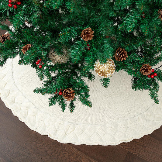 Mr. Pen- Knitted Christmas Tree Skirt 24 inches, Xmas Tree Skirt, Christmas Skirts for Xmas Trees, Small Tree Skirt Small