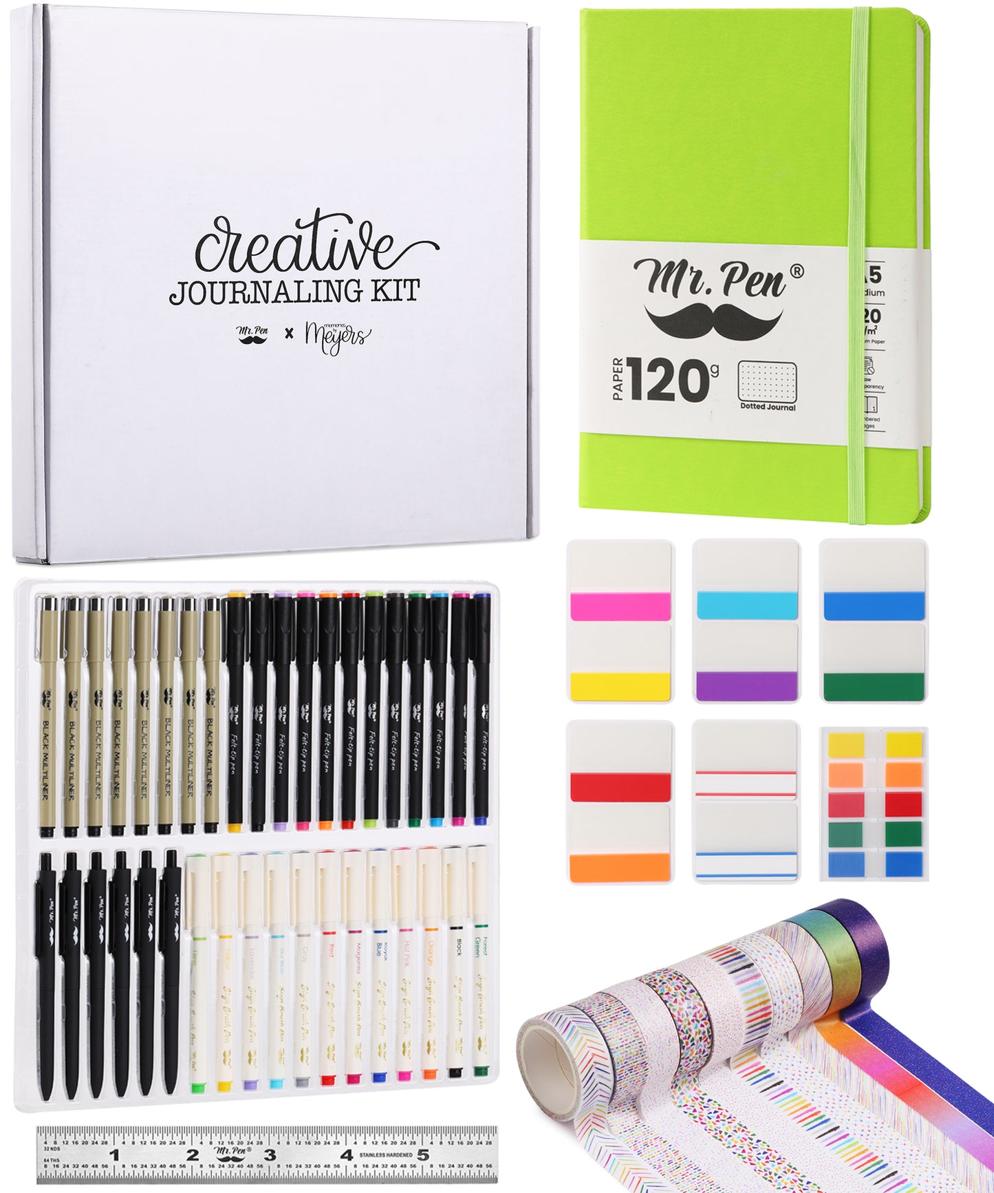 Mr. Pen - Creative Journaling Kit, 10-Piece Set for Bullet Point Journaling, Includes Notebook, Pens, Markers, Washi Tape & Tabs, Giftable Journaling Supplies for Beginners & Pros