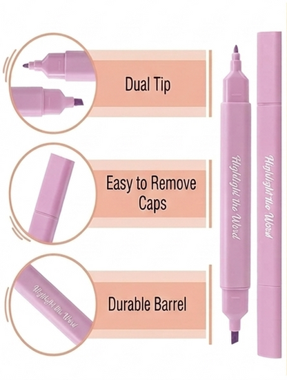 Highlight the Word - Aesthetic Dual Tip Bible Highlighters, No Bleed Through Assorted Color, 8pcs, Cute Highlighter Dual Tip for Journaling Supplies and School Accessories