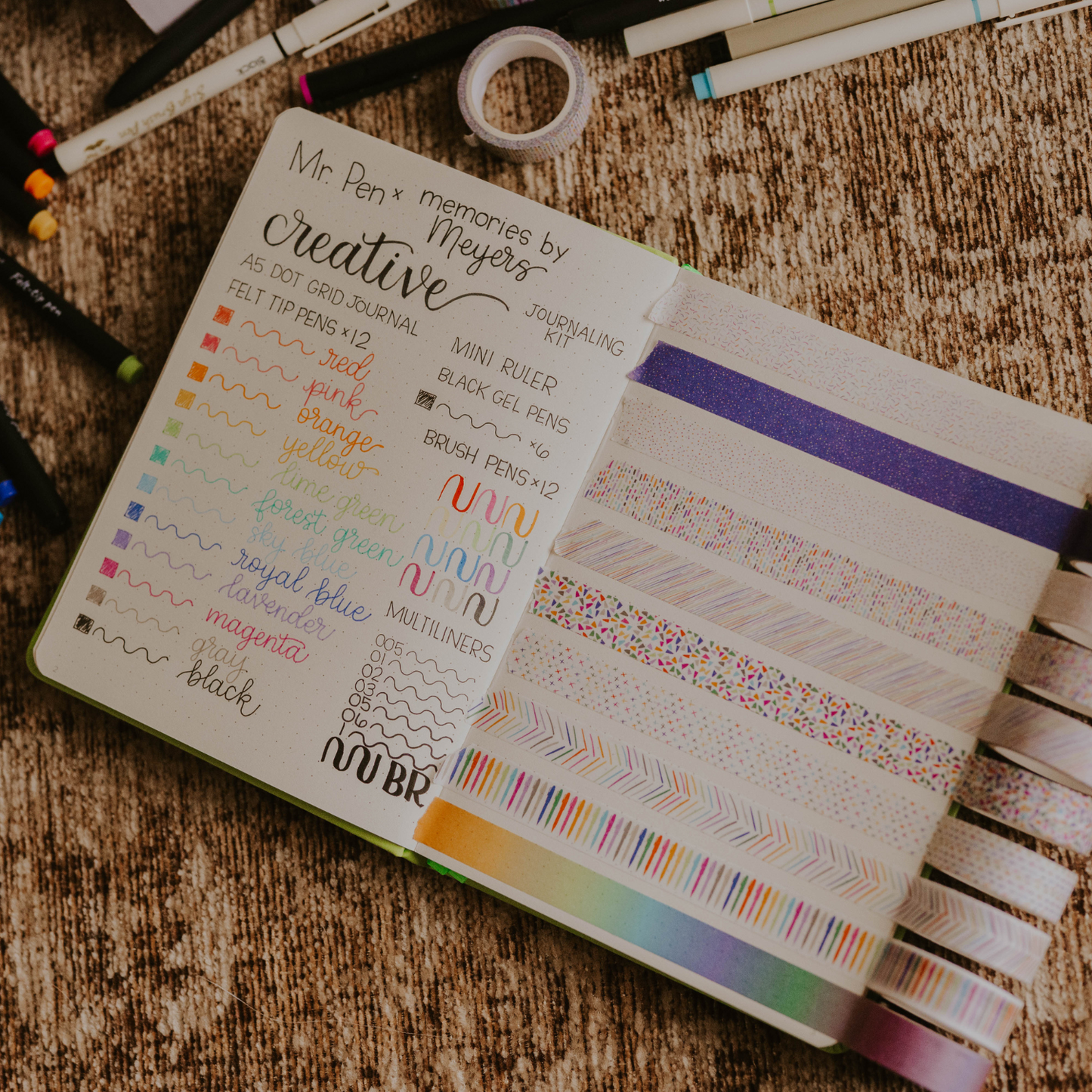 Mr. Pen - Creative Journaling Kit, 10-Piece Set for Bullet Point Journaling, Includes Notebook, Pens, Markers, Washi Tape & Tabs, Giftable Journaling Supplies for Beginners & Pros