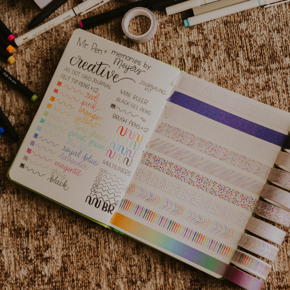 Mr. Pen - Creative Journaling Kit, 10-Piece Set for Bullet Point Journaling, Includes Notebook, Pens, Markers, Washi Tape & Tabs, Giftable Journaling Supplies for Beginners & Pros
