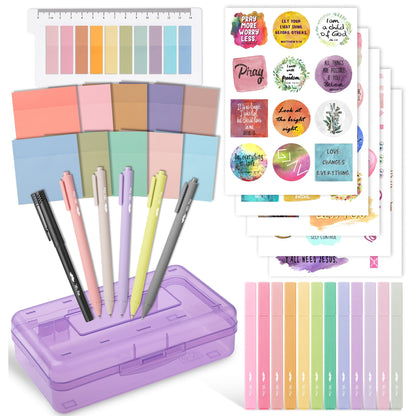 Mr. Pen Back to School Essentials, Gel Pens, Bible Chisel Tip Highlighters, Transparent Sticky Notes, Christian Stickers, Pencil Box, Bookmark