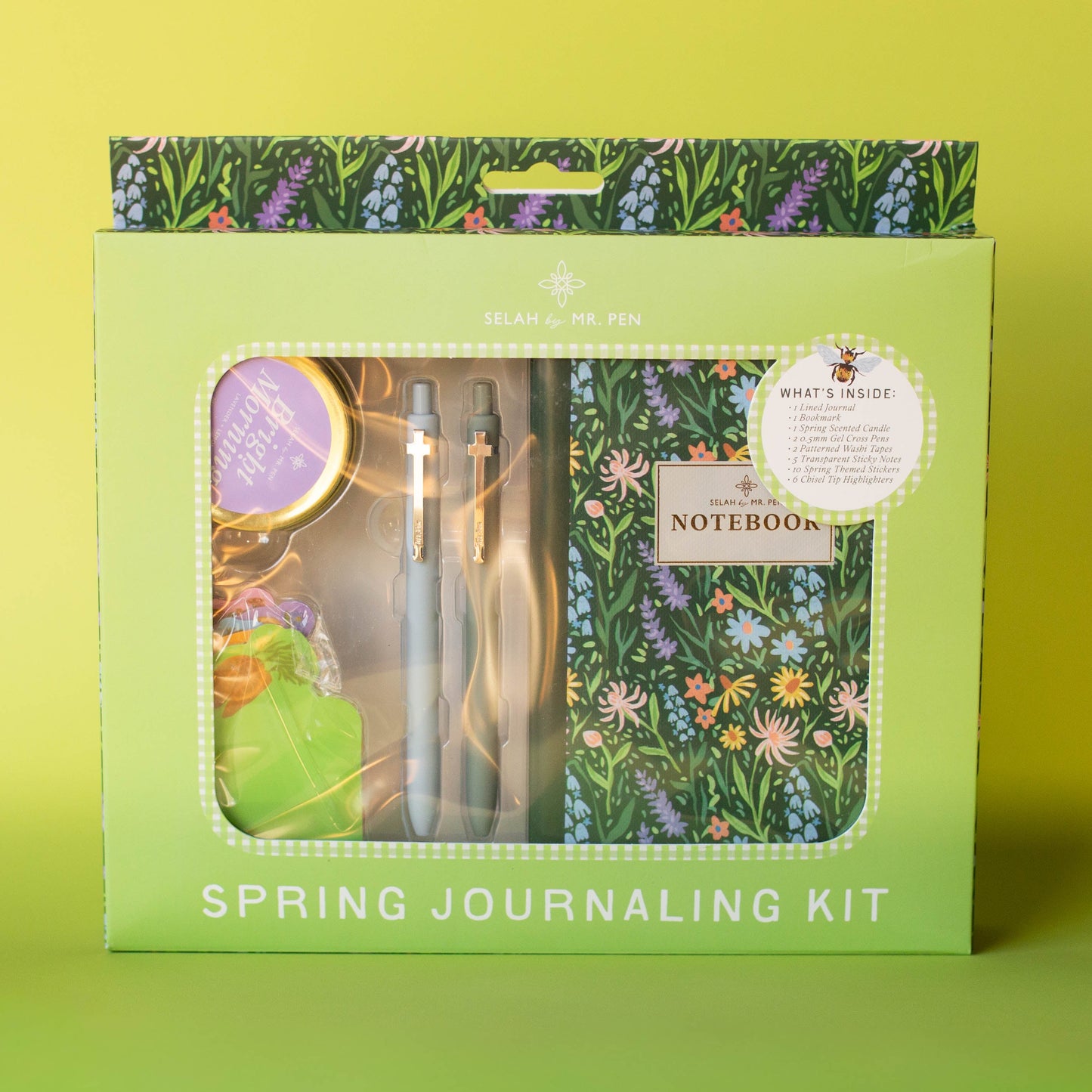 Selah by Mr. Pen Spring Bible Journaling Kit, Limited Edition, Journaling Kit with Highlighters, Gel Pens, Washi Tape, Sticky Notes, Stickers, Scented Candle, Bookmark, Spring Journaling Kit Gift Set