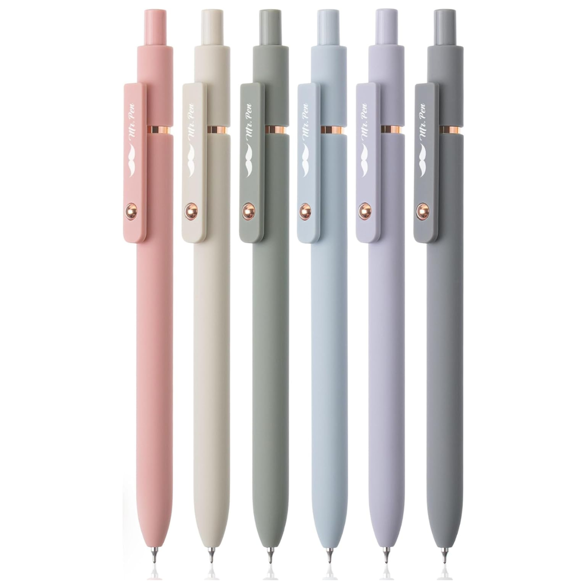 Customizable Retractable Gel Pen, Morandi and Vintage Barrels, Black Ink, .5 mm