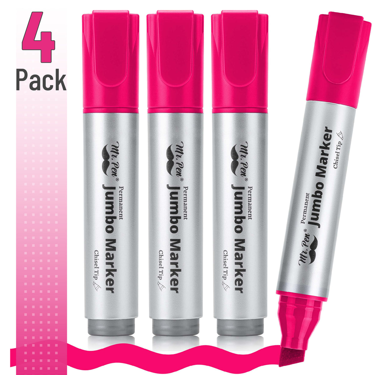 Mr. Pen- Jumbo Permanent Markers, 4 Pack, Pink, Large, Chisel Tip, Huge Poster Markers Jumbo