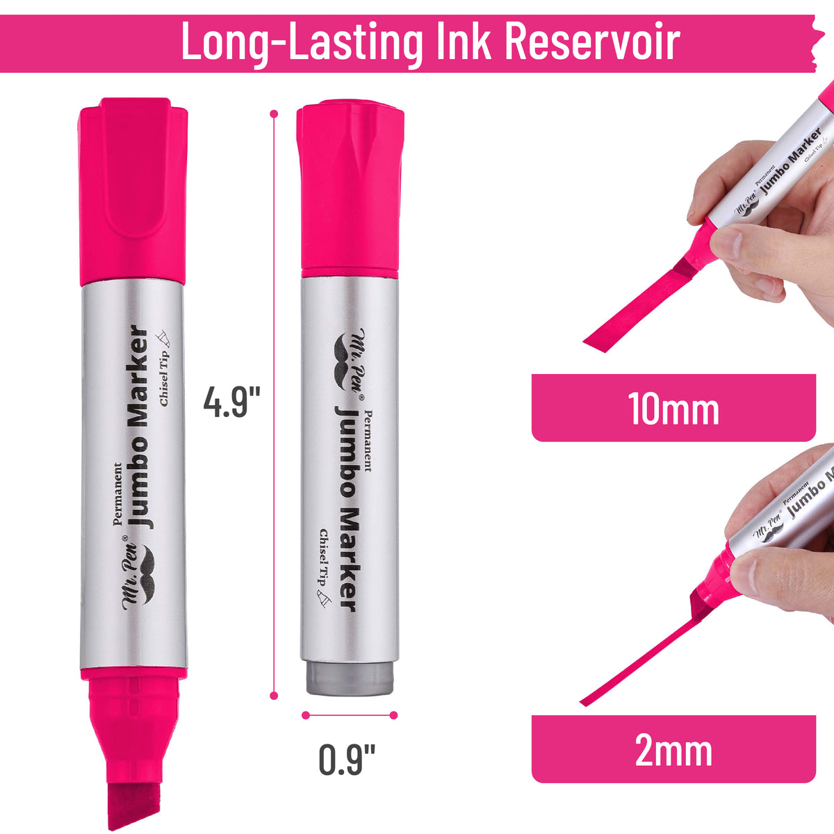 Mr. Pen- Jumbo Permanent Markers, 4 Pack, Pink, Large, Chisel Tip, Huge Poster Markers Jumbo