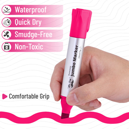 Mr. Pen- Jumbo Permanent Markers, 4 Pack, Pink, Large, Chisel Tip, Huge Poster Markers Jumbo