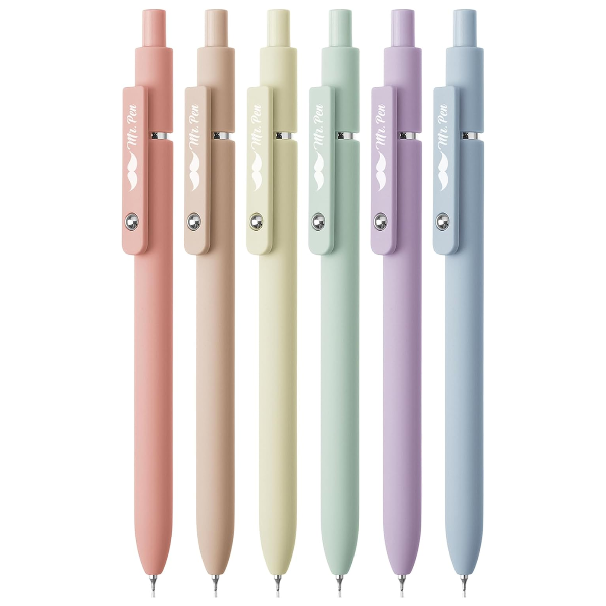 Customizable Retractable Gel Pen, Morandi and Vintage Barrels, Black Ink, .5 mm