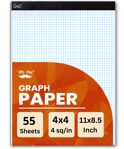 Graph Paper Pad 11 x 8.5, 4x4 Grid (4 Squares/Inch), 55 Sheets, Quad Ruled