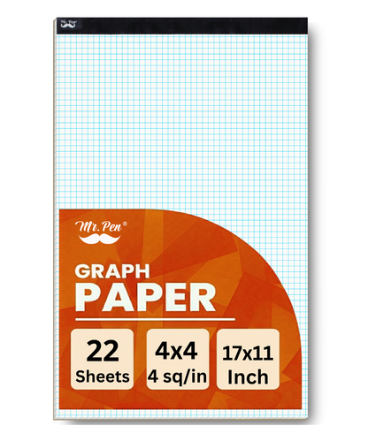 Graph Paper Pad 17x11, 4x4 Grid Paper (4 Squares/Inch), 22 Sheets, White