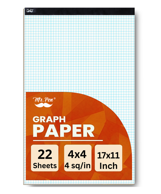 Graph Paper Pad 17x11, 4x4 Grid Paper (4 Squares/Inch), 22 Sheets, White