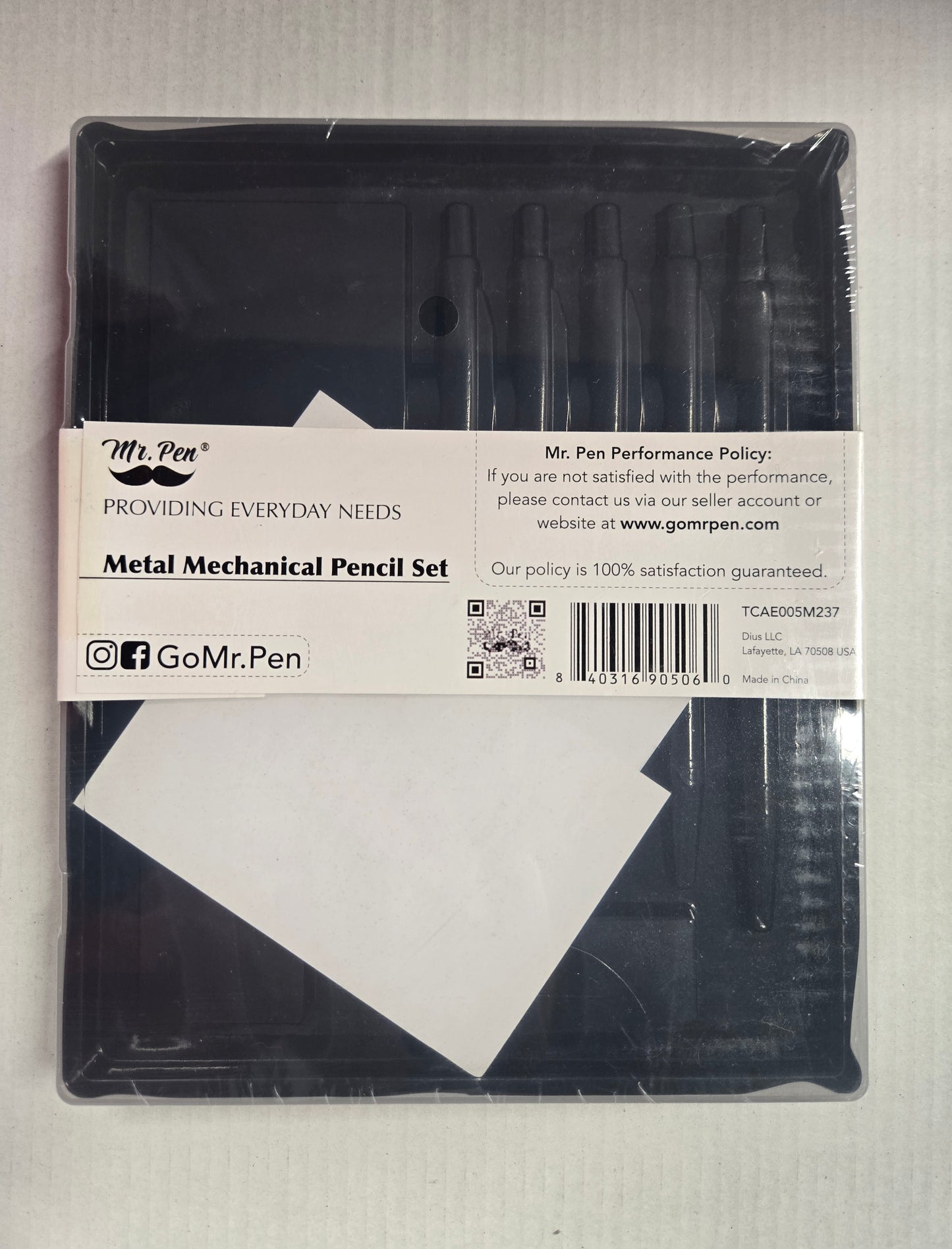 Metal Mechanical Pencil Set with Lead & Eraser Refills, 5 Sizes: 0.3, 0.5, 0.7, 0.9, 2.0 mm