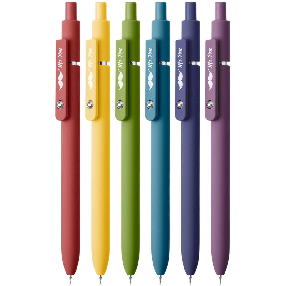 Customizable Retractable Gel Pen, Morandi and Vintage Barrels, Black Ink, .5 mm