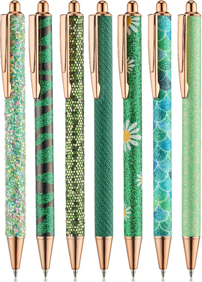 Mr. Pen- Fancy Pens for Women, 7 Black Ink Ballpoint Pens with 10 Refills, 1.0mm, Rose Gold Reverie, Glitter Cute Pens for Journaling