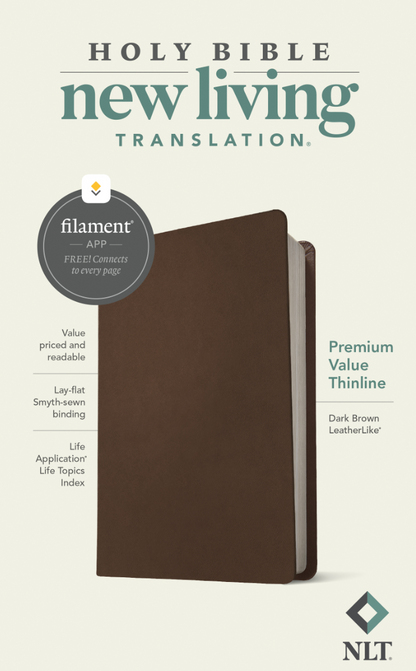 NLT Premium Value Thinline Bible, Filament Enabled, Brown