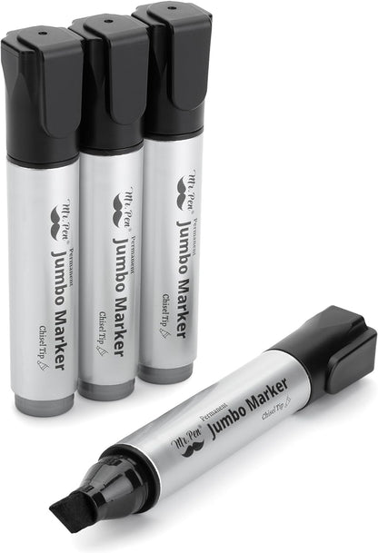 Jumbo Permanent Markers, 4 Pack, Chisel Tip, Black Markers Permanent, Permanent Markers Black Markers, Thick Permanent Marker, Thick Markers, Jumbo Markers, Large Markers, Wide Tip Markers