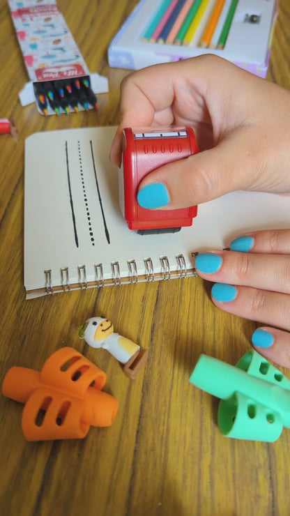 Mr. Pen x LegiLiner Handwriting Kit – Self-Inking Writing Stamp + Tools for Kids Learning to Write | Back to School Practice Set with Pencil Grips, Guide, Pouch & More