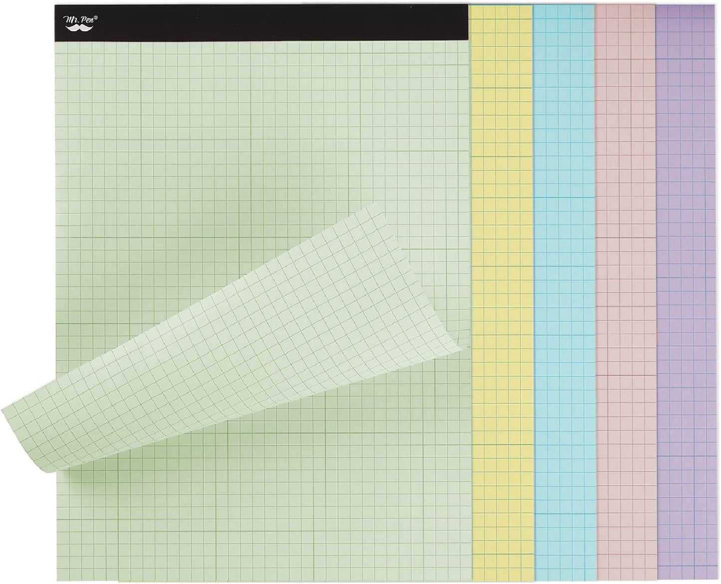 Pastel Graph Paper, 1 Pad, 11"x8.5", 4x4 (4 Squares Per Inch), Pastel Colors, 50 Sheets, Grid Paper, Graphing Paper, Graph Paper Pad, Grid Paper Pad, Colored Graph Paper