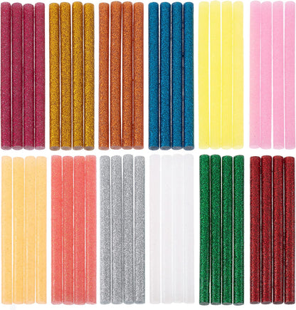 Glitter Hot Glue Sticks, 4"x0.27", 48 pcs, Colored Hot Glue Gun Sticks, Mini Glue Sticks for Hot Glue Gun, Mini Hot Glue Sticks, Colored Glue Sticks, Small Glue Sticks, Hot Glue Sticks Bulk