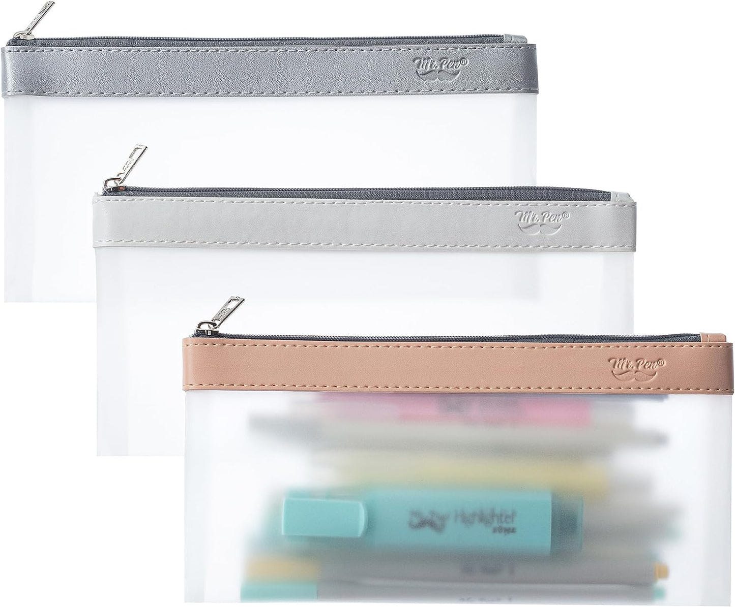 Clear Pencil Pouch, 3 Pack, Clear Pencil Case