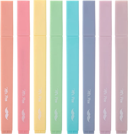 Mr. Pen- Aesthetic Highlighters, 8 pcs, Chisel Tip, Candy Colors, No Bleed Bible Highlighter Pastel, Highlighters Assorted Colors