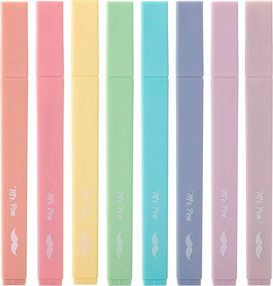 Aesthetic Highlighters, 8 pcs, Chisel Tip, Assorted Colors, Cute Highlighters Assorted Colors, Bible Highlighters and Pens No Bleed, No Bleed Highlighters for Bible Pages No Bleed