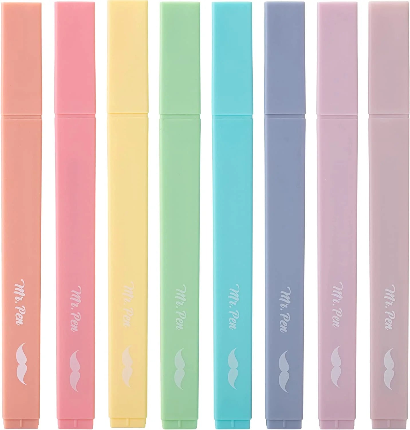 Aesthetic Highlighters, 8 pcs, Chisel Tip, Assorted Colors No Bleed