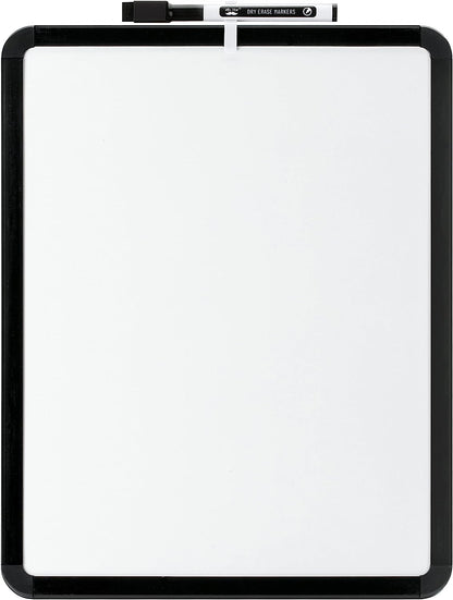 Dry Erase Board, 14” X 11” with a Black Dry Erase Marker, Black Frame, Small White Board, Small Dry Erase Board for Fridge, Dry Erase Board Small