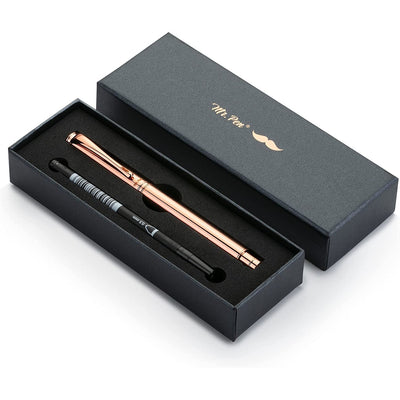 Luxury Pen, Rose Gold Metal Barrel, Black Ink, Fine Point, Executive Gift Pen with Extra Refill
