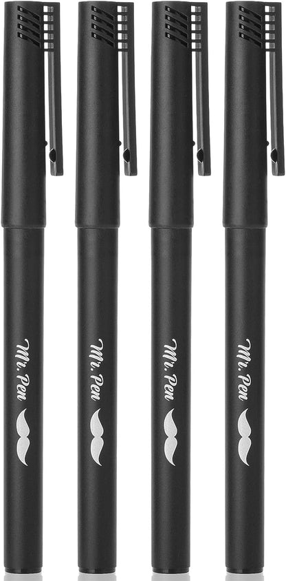 Black Fineliner Pens, 4 Pack, 0.5mm Fine Point Pens,Marker Pen for Transparent Sticky Notes, Fine Tip Markers, Fine Line Markers, Drawing Pen, Art Pens, Writing Pens