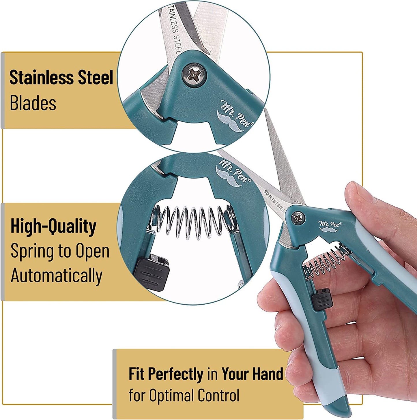 Mr. Pen- Gardening Scissors, 6.5 Inch, Pruning Shears for Gardening with Straight Stainless Steel Blade, Plant Trimming Scissors
