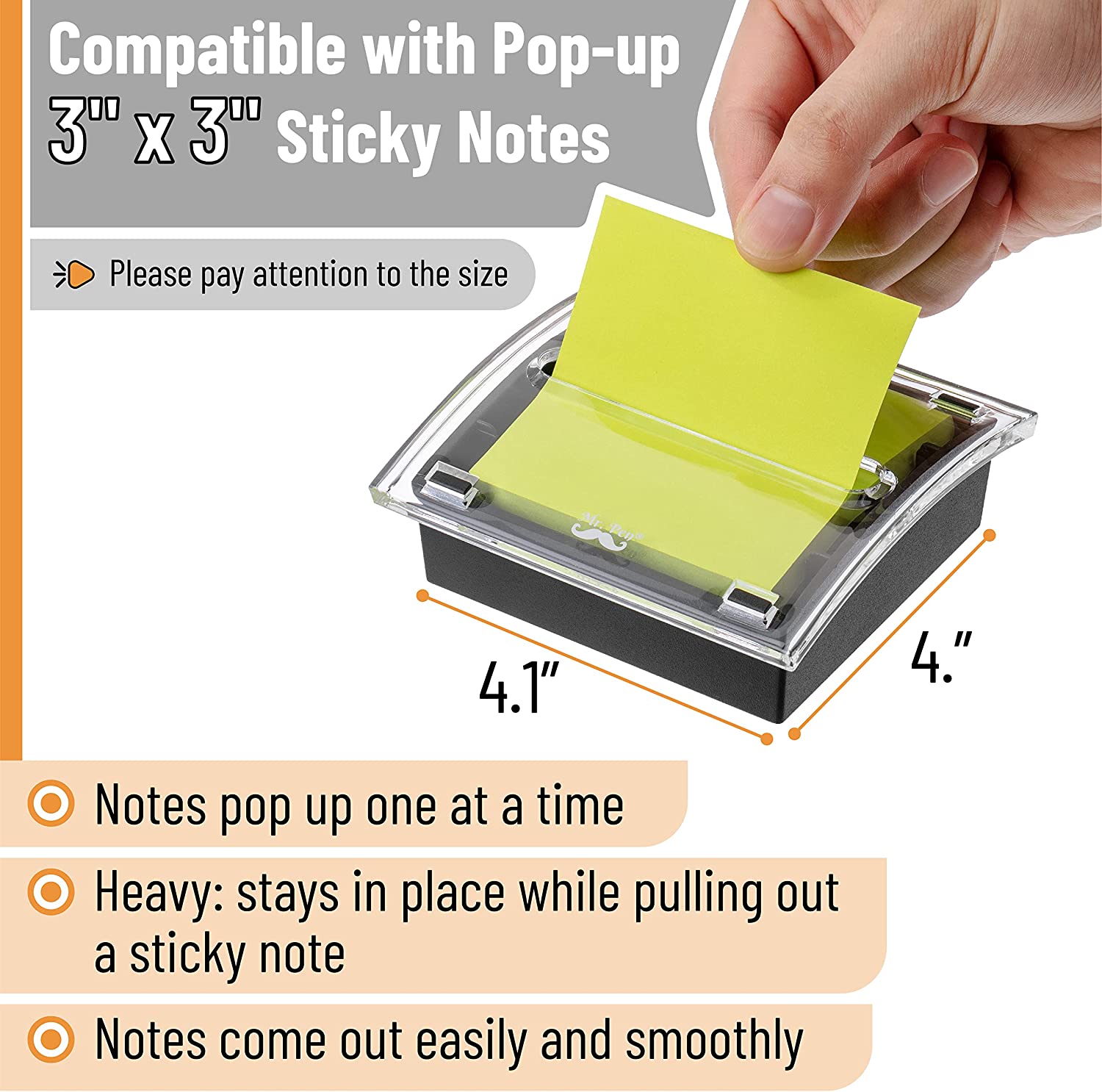 Pop Up Note Dispenser, 3"x 3", Black, Sticky Note Dispenser