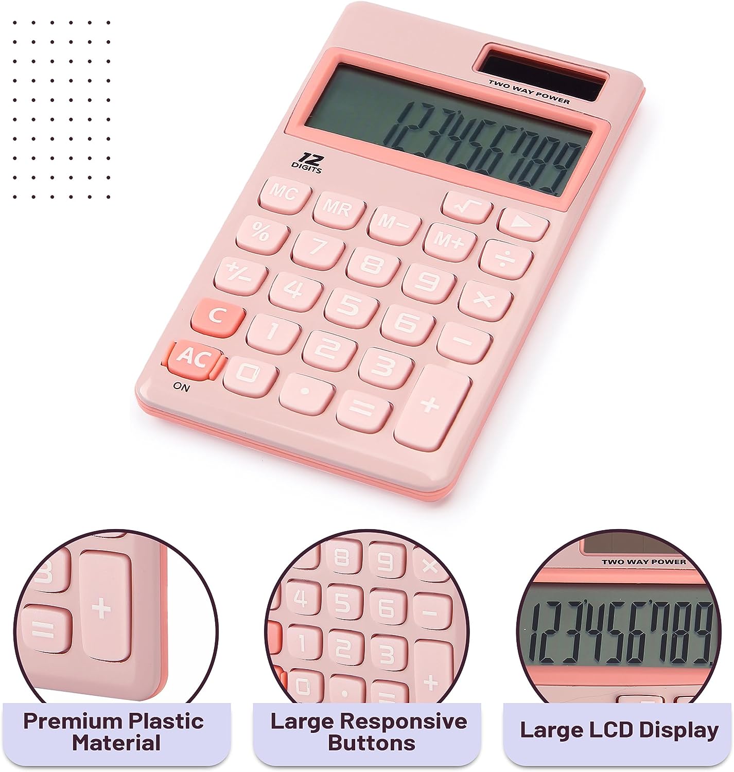 Standard Function Calculator, 12 Digits, Small Calculator, Light Pink – Mr.  Pen