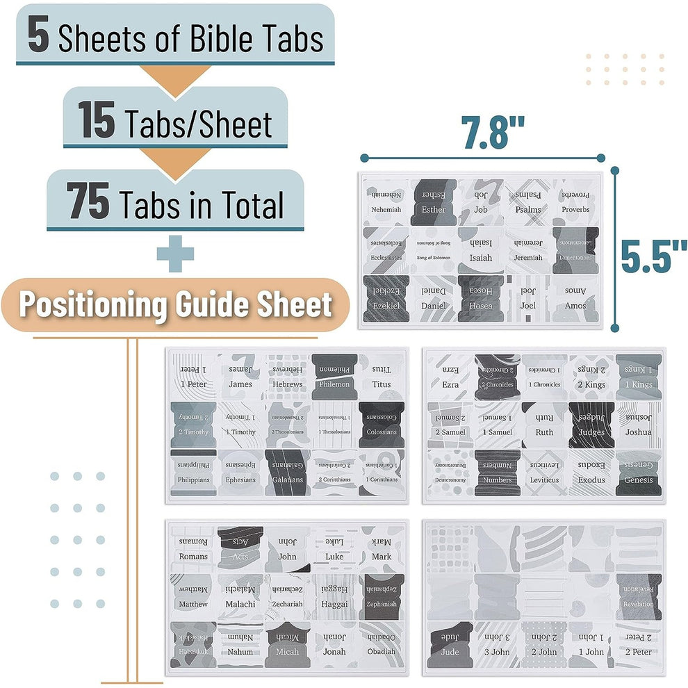 Mr. Pen Bible Tabs, 75 Gray Theme, Easy Apply