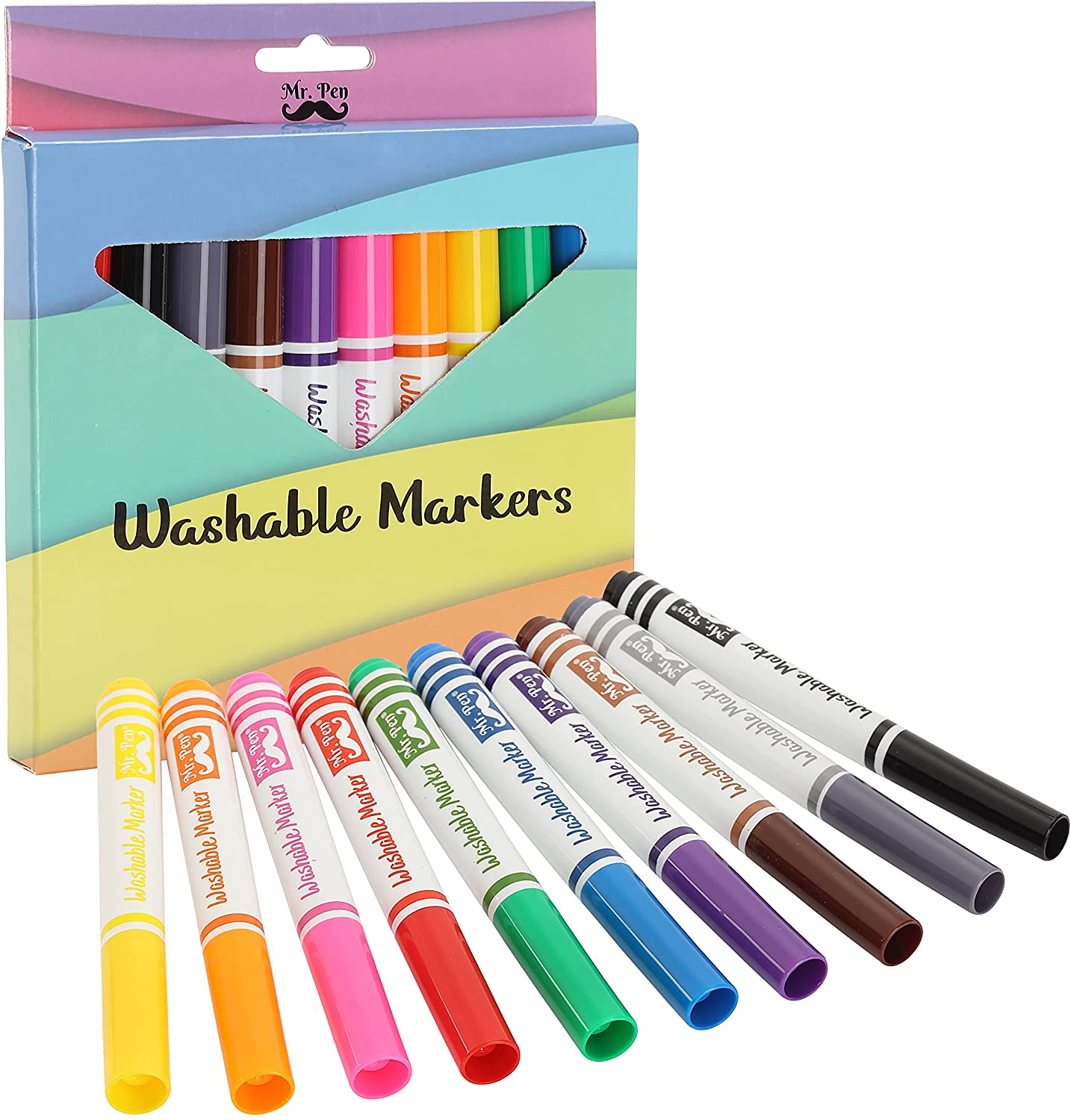 Mr. Pen- Washable Markers, Assorted Colors, 10 Pack, Broad Line, Washable  Markers for Kids, Kids Washable Markers, Colorful Markers - Mr. Pen Store