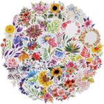 74 pieces of floral laptop stickers