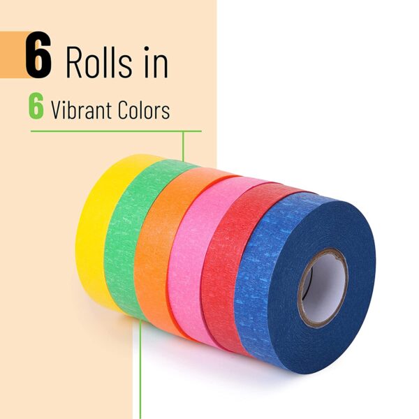 Mr. Pen- Colored Masking Tape, Colored Painters Tape for Arts and Crafts, 6  Pack, Drafting Tape, Craft Tape, Labeling Tape, Paper Tape, Masking Tape,  Colored Tape, Colorful Tape, Artist Tape, Art Tape 