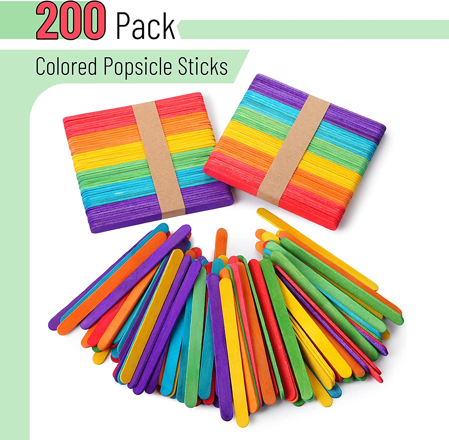 Mr. Pen- Colored Popsicle Sticks, 200 Pack, 4.5 Inch - Mr. Pen Store