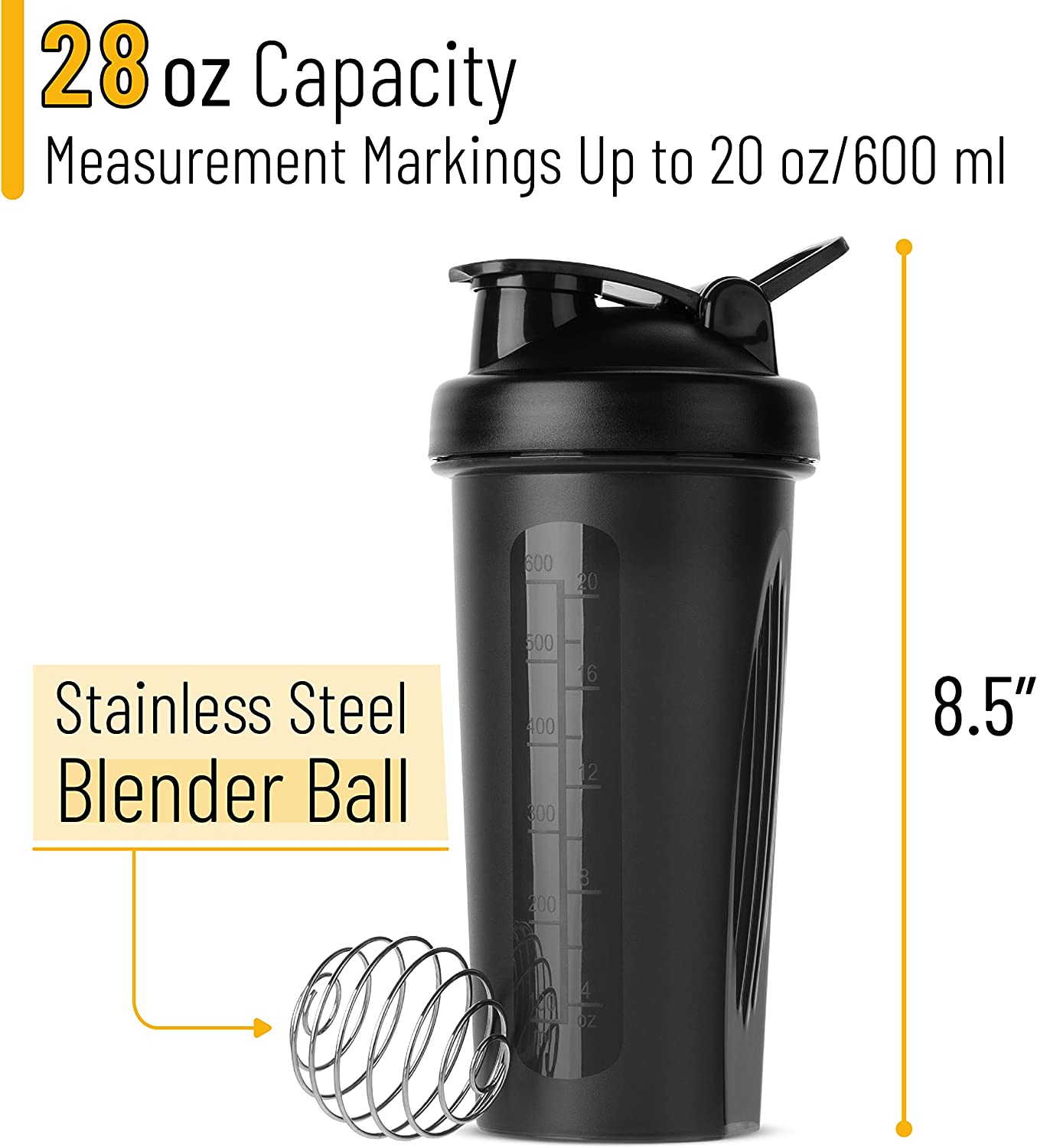 Shaker Bottles for Protein Mixes, 28 oz, Shaker Bottle with Wire Whisk  Ball, Protein Shaker Bottle - Mr. Pen Store